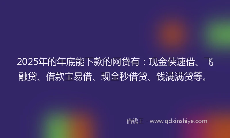 2025年的年底能下款的网贷有：现金侠速借、飞融贷、借款宝易借、现金秒借贷、钱满满贷等。
