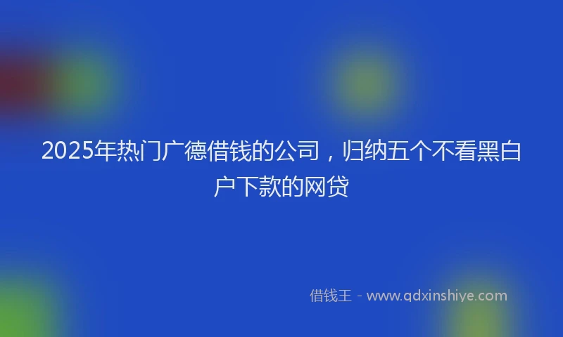 2025年热门广德借钱的公司，归纳五个不看黑白户下款的网贷