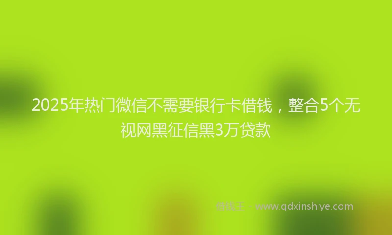 2025年热门微信不需要银行卡借钱，整合5个无视网黑征信黑3万贷款