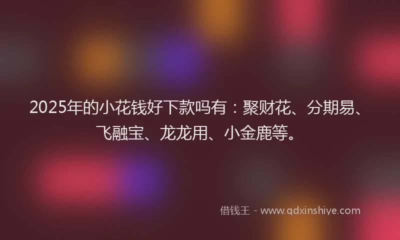 2025年的小花钱好下款吗有：聚财花、分期易、飞融宝、龙龙用、小金鹿等。
