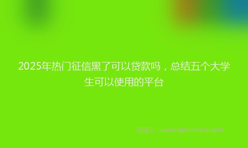 2025年热门征信黑了可以贷款吗，总结五个大学生可以使用的平台