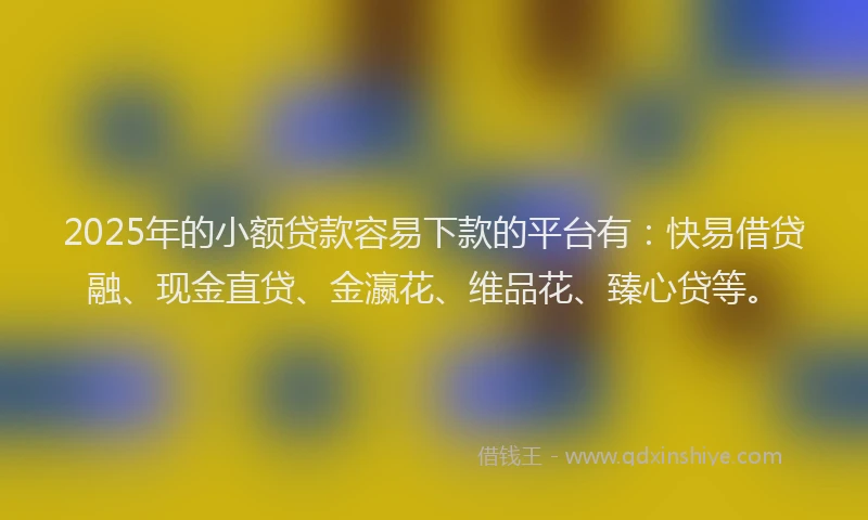 2025年的小额贷款容易下款的平台有：快易借贷融、现金直贷、金瀛花、维品花、臻心贷等。