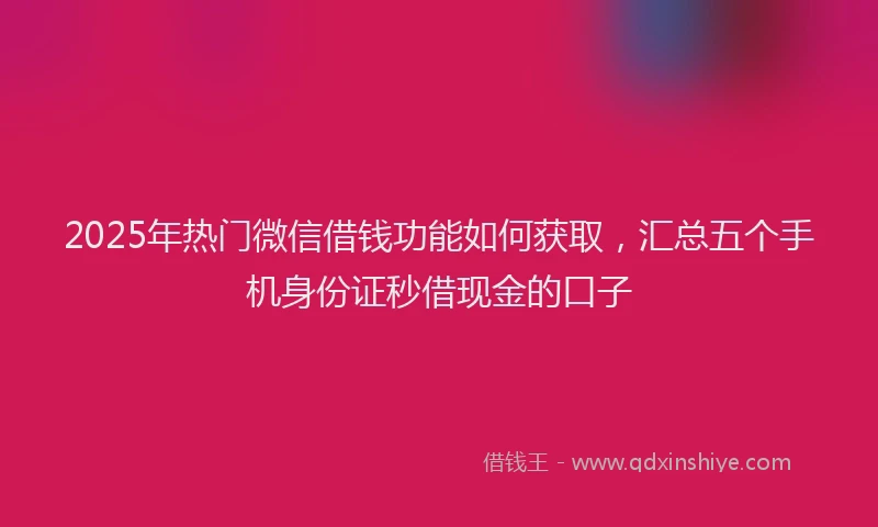 2025年热门微信借钱功能如何获取，汇总五个手机身份证秒借现金的口子