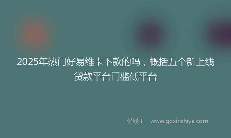 2025年热门好易维卡下款的吗，概括五个新上线贷款平台门槛低平台