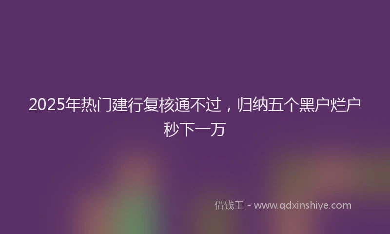 2025年热门建行复核通不过，归纳五个黑户烂户秒下一万
