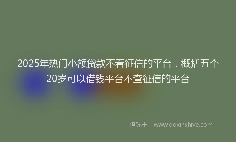 2025年热门小额贷款不看征信的平台，概括五个20岁可以借钱平台不查征信的平台