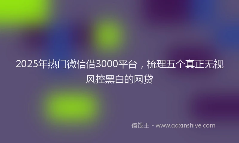 2025年热门微信借3000平台，梳理五个真正无视风控黑白的网贷