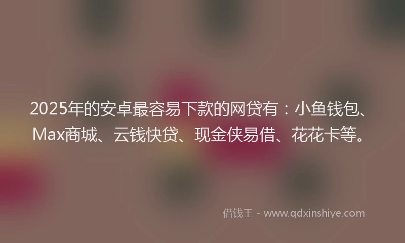 2025年的安卓最容易下款的网贷有：小鱼钱包、Max商城、云钱快贷、现金侠易借、花花卡等。