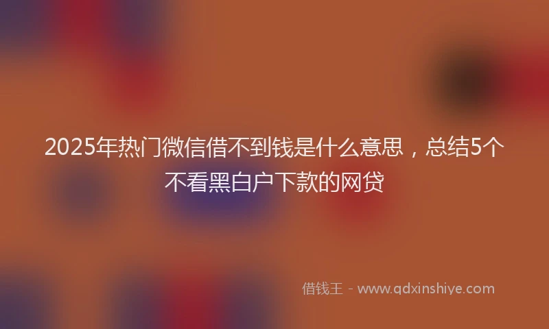 2025年热门微信借不到钱是什么意思，总结5个不看黑白户下款的网贷