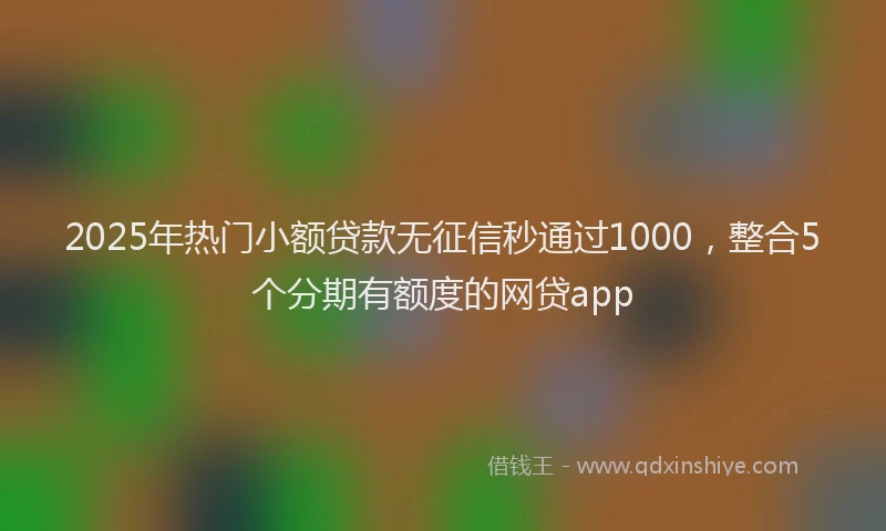 2025年热门小额贷款无征信秒通过1000，整合5个分期有额度的网贷app