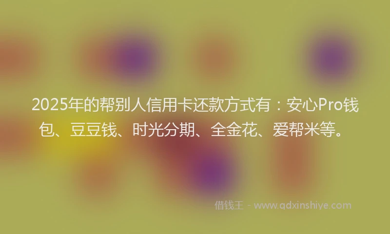 2025年的帮别人信用卡还款方式有：安心Pro钱包、豆豆钱、时光分期、全金花、爱帮米等。
