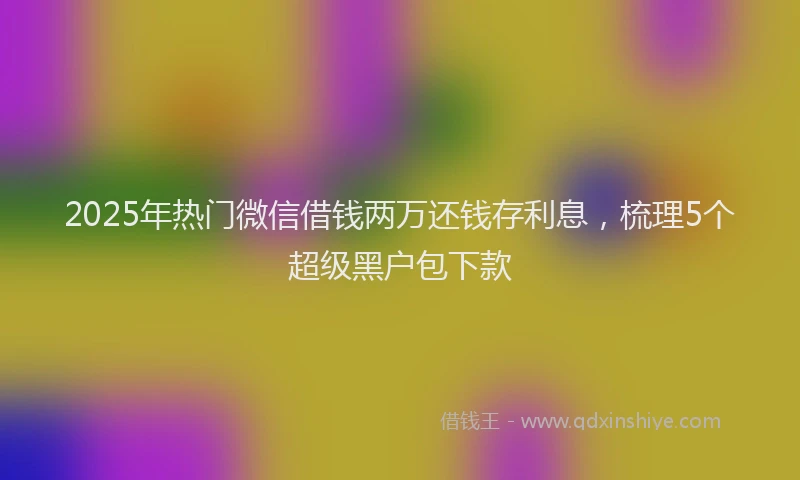 2025年热门微信借钱两万还钱存利息，梳理5个超级黑户包下款