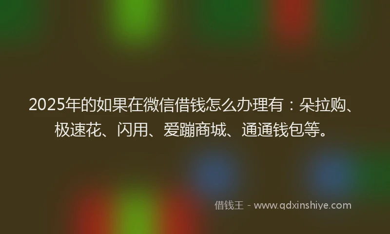 2025年的如果在微信借钱怎么办理有：朵拉购、极速花、闪用、爱蹦商城、通通钱包等。