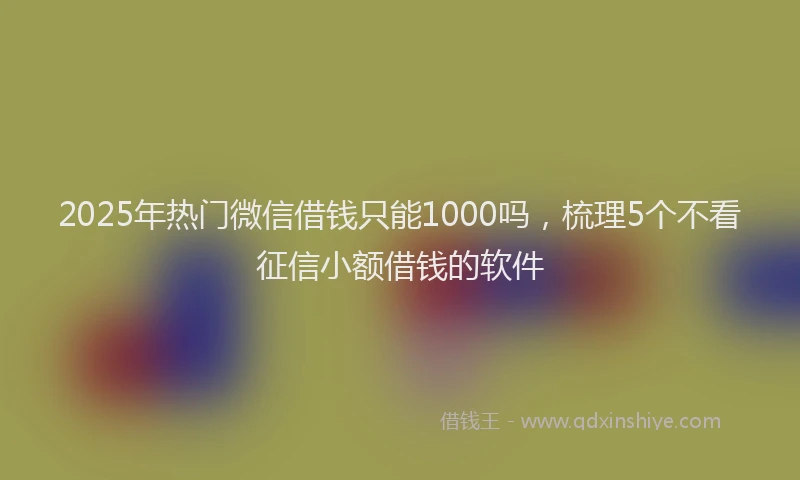 2025年热门微信借钱只能1000吗，梳理5个不看征信小额借钱的软件