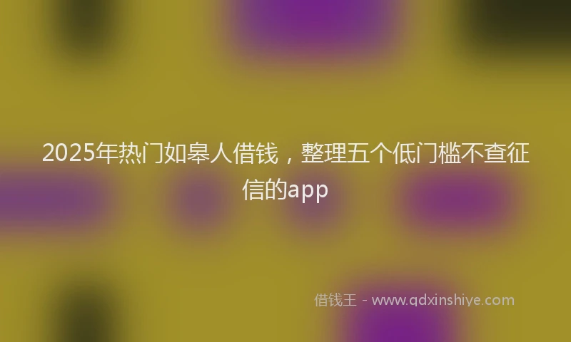 2025年热门如皋人借钱，整理五个低门槛不查征信的app