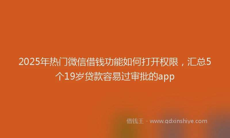 2025年热门微信借钱功能如何打开权限，汇总5个19岁贷款容易过审批的app