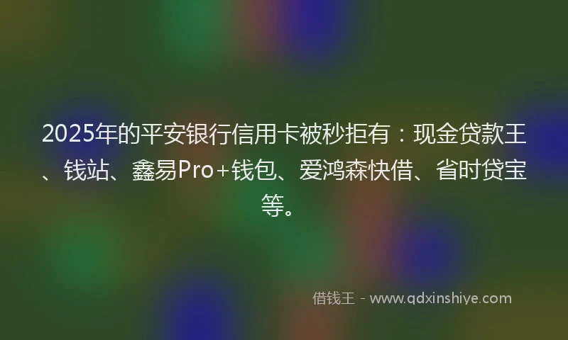 2025年的平安银行信用卡被秒拒有：现金贷款王、钱站、鑫易Pro+钱包、爱鸿森快借、省时贷宝等。