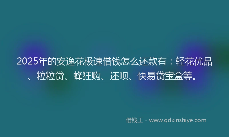 2025年的安逸花极速借钱怎么还款有：轻花优品、粒粒贷、蜂狂购、还呗、快易贷宝盒等。