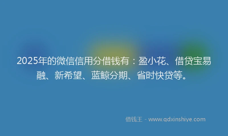 2025年的微信信用分借钱有：盈小花、借贷宝易融、新希望、蓝鲸分期、省时快贷等。