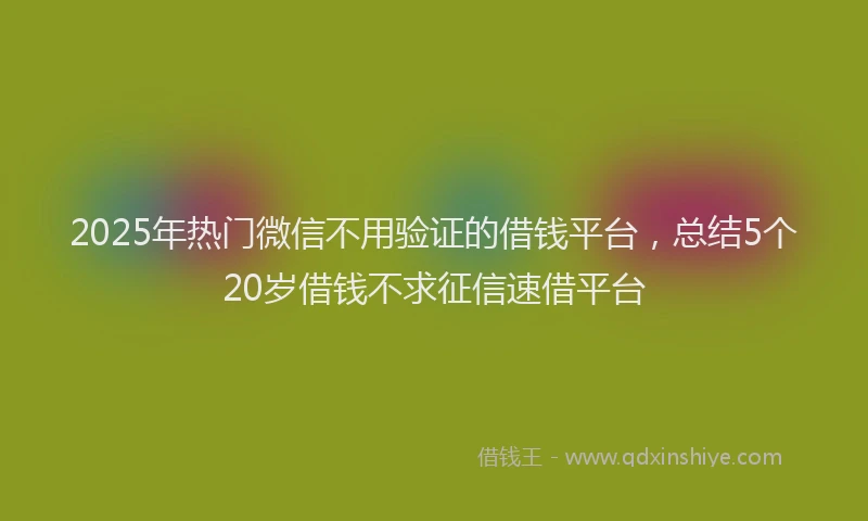 2025年热门微信不用验证的借钱平台，总结5个20岁借钱不求征信速借平台