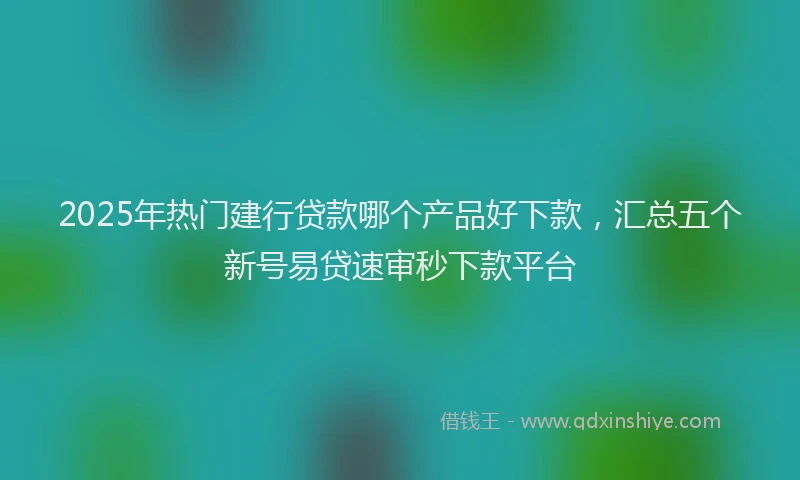 2025年热门建行贷款哪个产品好下款，汇总五个新号易贷速审秒下款平台