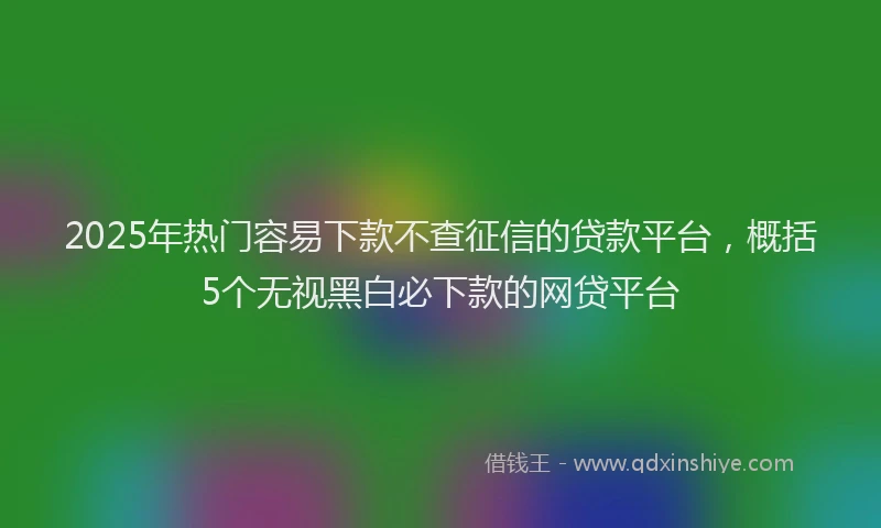 2025年热门容易下款不查征信的贷款平台，概括5个无视黑白必下款的网贷平台