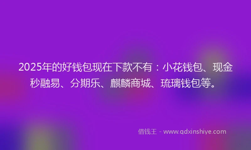 2025年的好钱包现在下款不有：小花钱包、现金秒融易、分期乐、麒麟商城、琉璃钱包等。