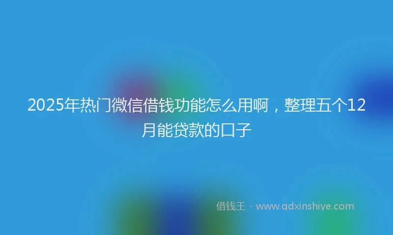 2025年热门微信借钱功能怎么用啊，整理五个12月能贷款的口子