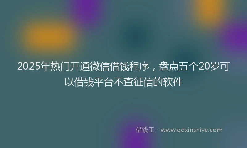 2025年热门开通微信借钱程序，盘点五个20岁可以借钱平台不查征信的软件