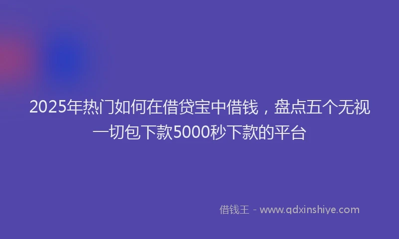 2025年热门如何在借贷宝中借钱，盘点五个无视一切包下款5000秒下款的平台