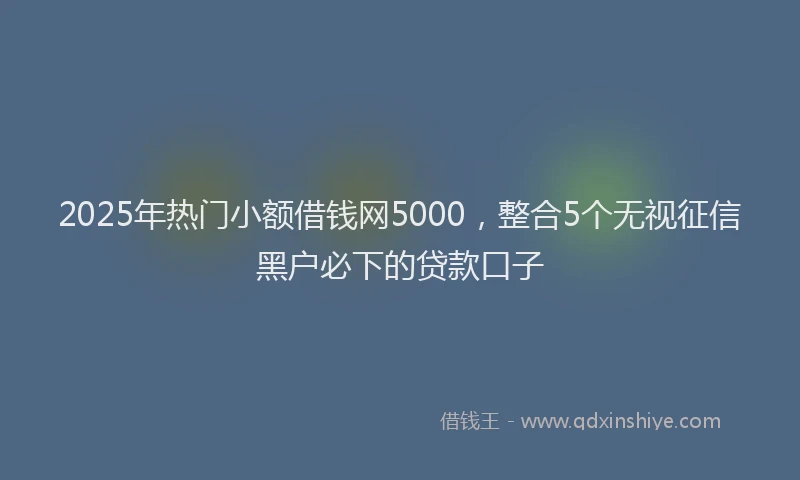 2025年热门小额借钱网5000，整合5个无视征信黑户必下的贷款口子