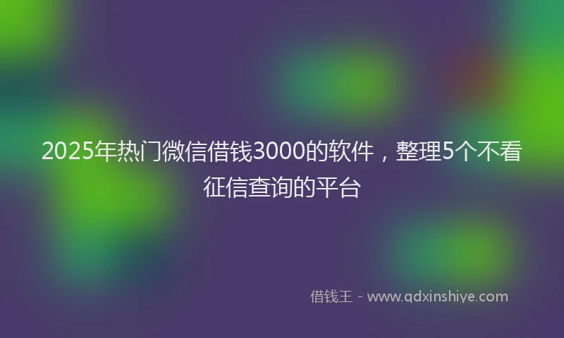 2025年热门微信借钱3000的软件，整理5个不看征信查询的平台