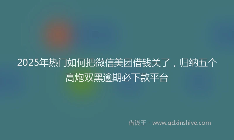 2025年热门如何把微信美团借钱关了，归纳五个高炮双黑逾期必下款平台