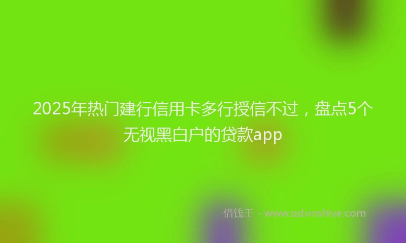2025年热门建行信用卡多行授信不过，盘点5个无视黑白户的贷款app