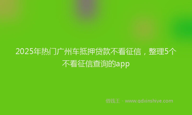 2025年热门广州车抵押贷款不看征信，整理5个不看征信查询的app