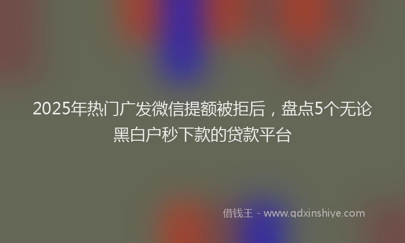 2025年热门广发微信提额被拒后，盘点5个无论黑白户秒下款的贷款平台