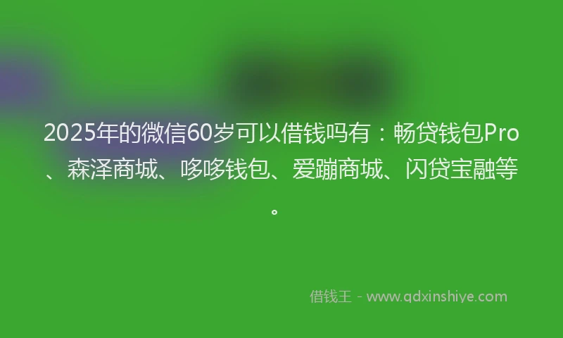 2025年的微信60岁可以借钱吗有：畅贷钱包Pro、森泽商城、哆哆钱包、爱蹦商城、闪贷宝融等。