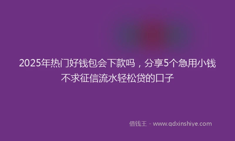2025年热门好钱包会下款吗，分享5个急用小钱不求征信流水轻松贷的口子
