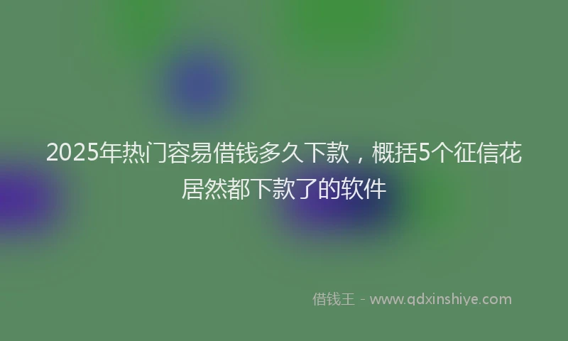 2025年热门容易借钱多久下款，概括5个征信花居然都下款了的软件