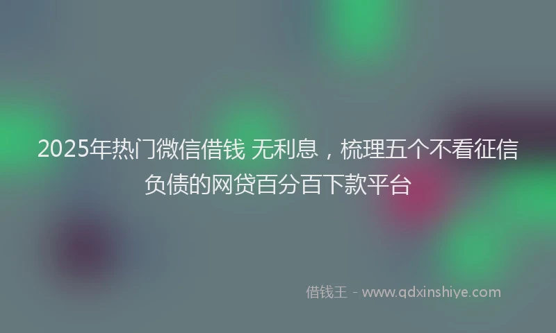 2025年热门微信借钱 无利息，梳理五个不看征信负债的网贷百分百下款平台