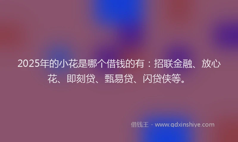 2025年的小花是哪个借钱的有：招联金融、放心花、即刻贷、甄易贷、闪贷侠等。