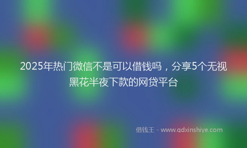 2025年热门微信不是可以借钱吗，分享5个无视黑花半夜下款的网贷平台
