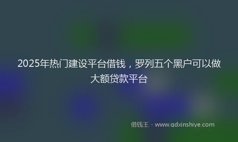 2025年热门建设平台借钱，罗列五个黑户可以做大额贷款平台