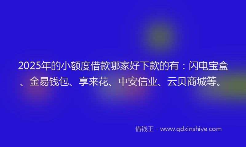 2025年的小额度借款哪家好下款的有：闪电宝盒、金易钱包、享来花、中安信业、云贝商城等。