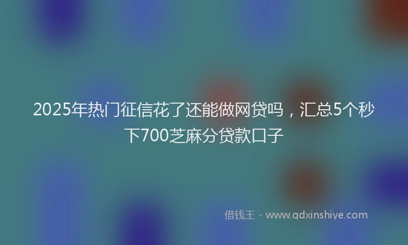 2025年热门征信花了还能做网贷吗，汇总5个秒下700芝麻分贷款口子