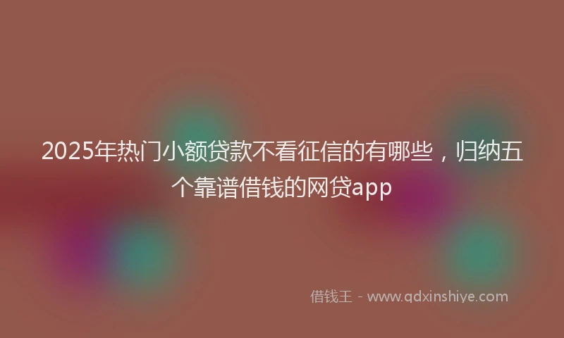 2025年热门小额贷款不看征信的有哪些，归纳五个靠谱借钱的网贷app