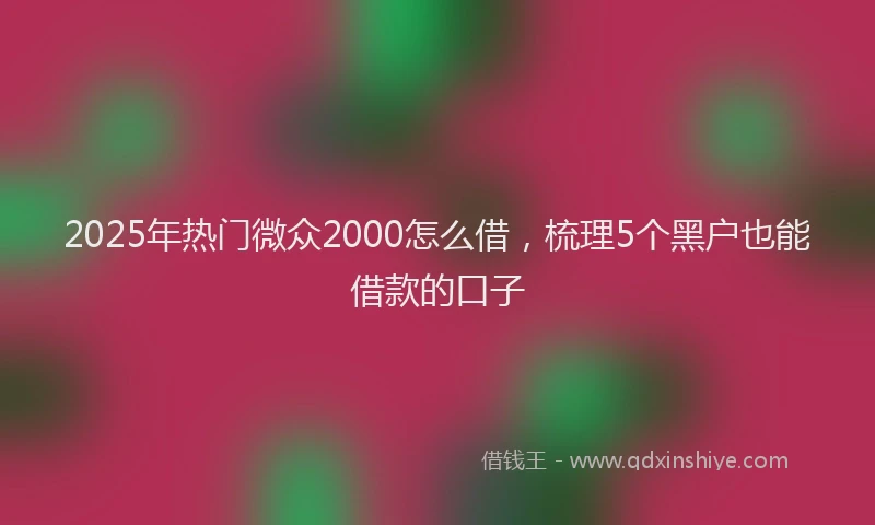 2025年热门微众2000怎么借，梳理5个黑户也能借款的口子