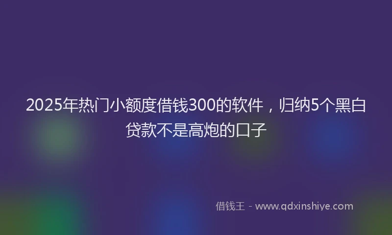 2025年热门小额度借钱300的软件，归纳5个黑白贷款不是高炮的口子