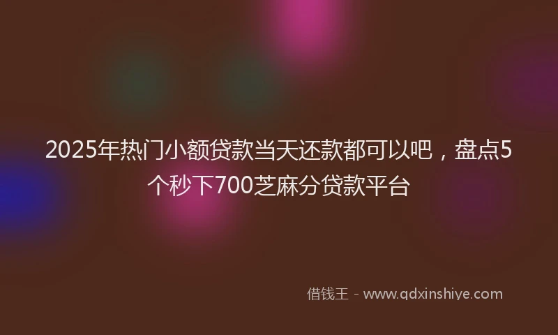 2025年热门小额贷款当天还款都可以吧，盘点5个秒下700芝麻分贷款平台