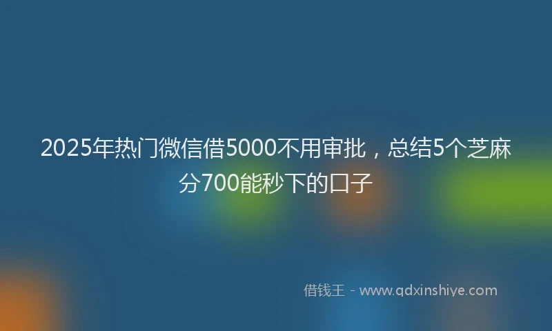 2025年热门微信借5000不用审批，总结5个芝麻分700能秒下的口子